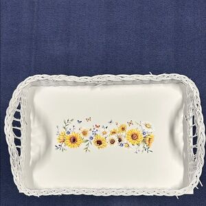 Vintage wicker serving tray